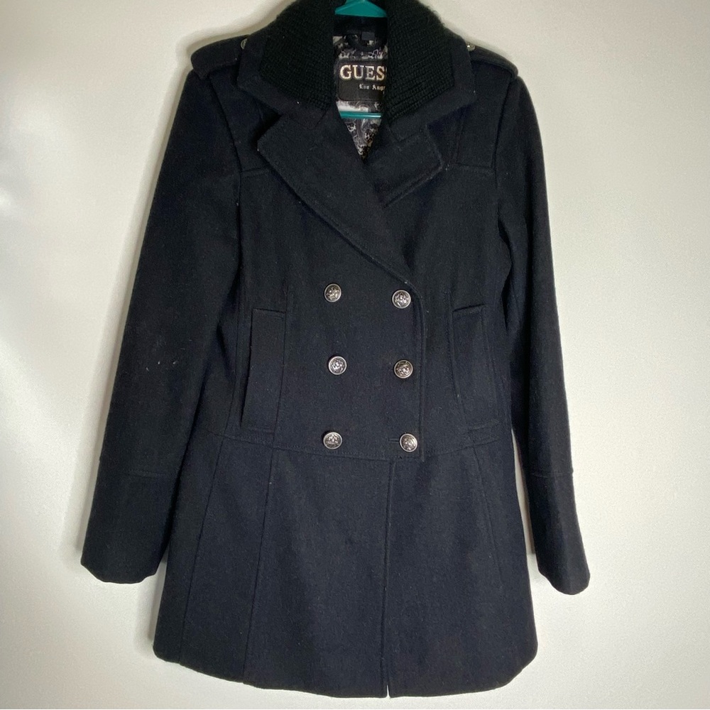 Black Wool Guess Peacoat